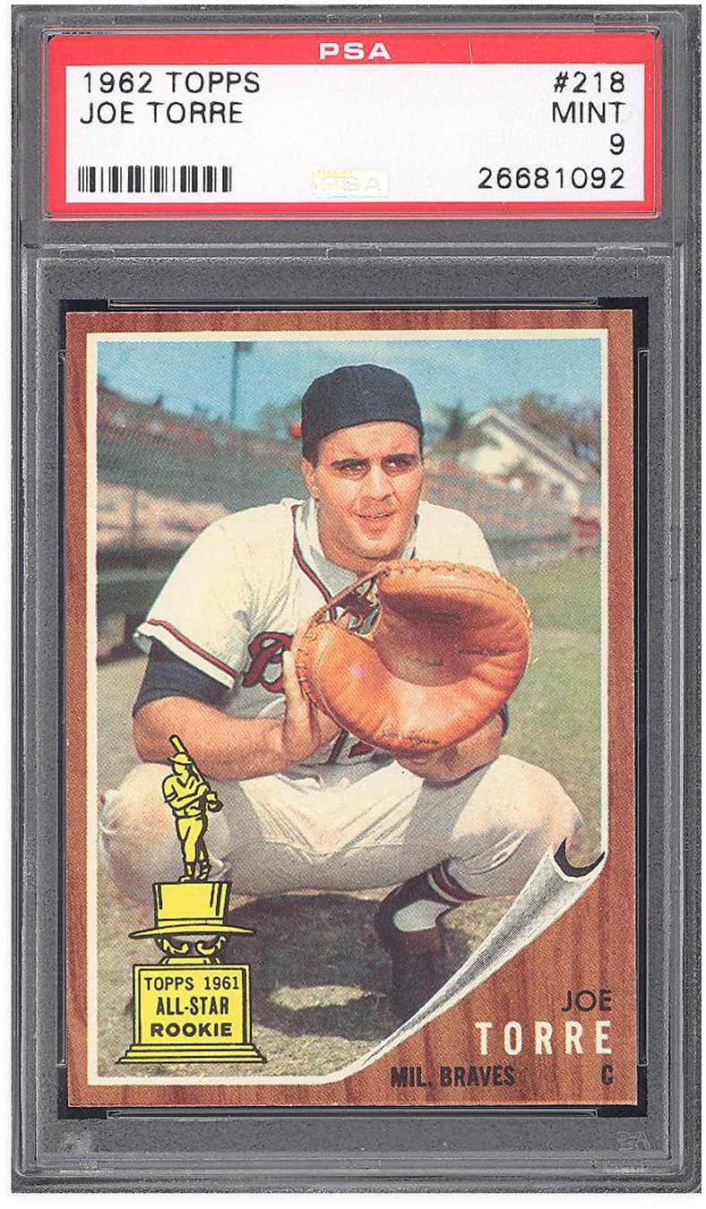 Baseball and Trading Cards - 1962 Topps #218 Joe Torre Rookie - PSA MINT 9 Freshly Graded!