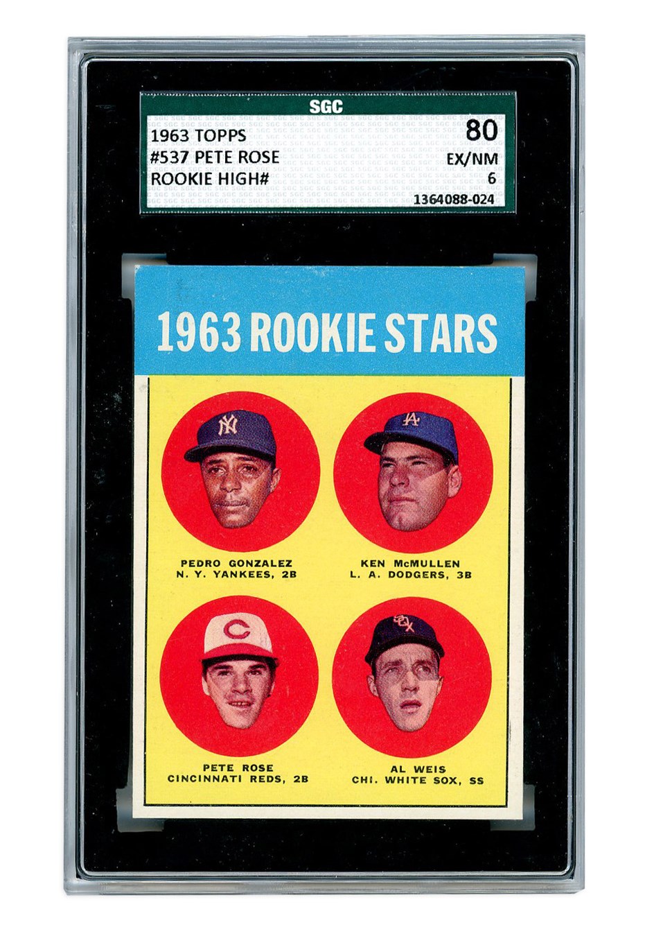 Baseball and Trading Cards - 1963 Topps #537 Pete Rose Rookie Card - SGC 80 EX/NM 6