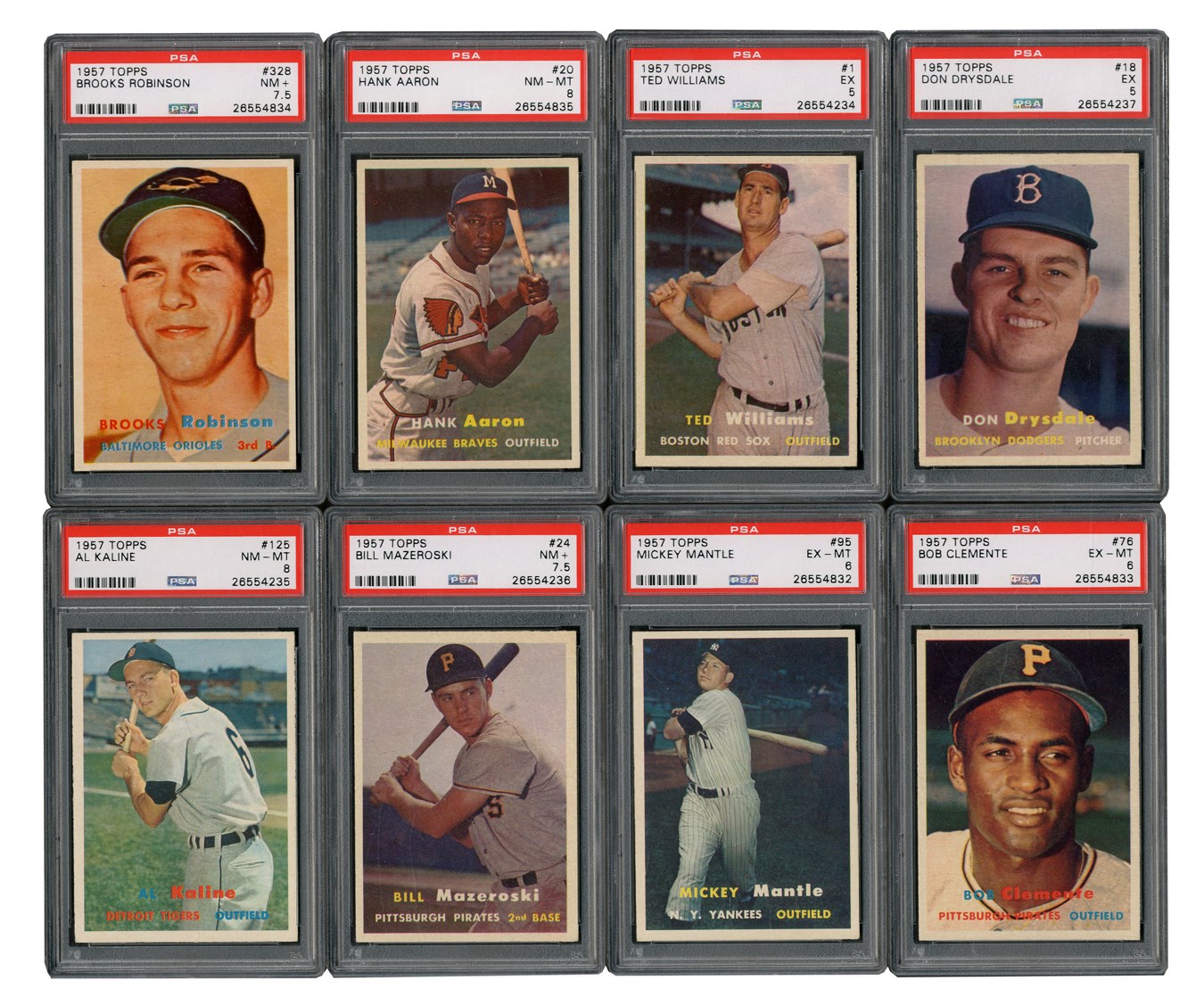- 1957 Topps Mid-to-High Grade Complete Set (410) with (8) PSA Graded with PSA 8 Aaron!