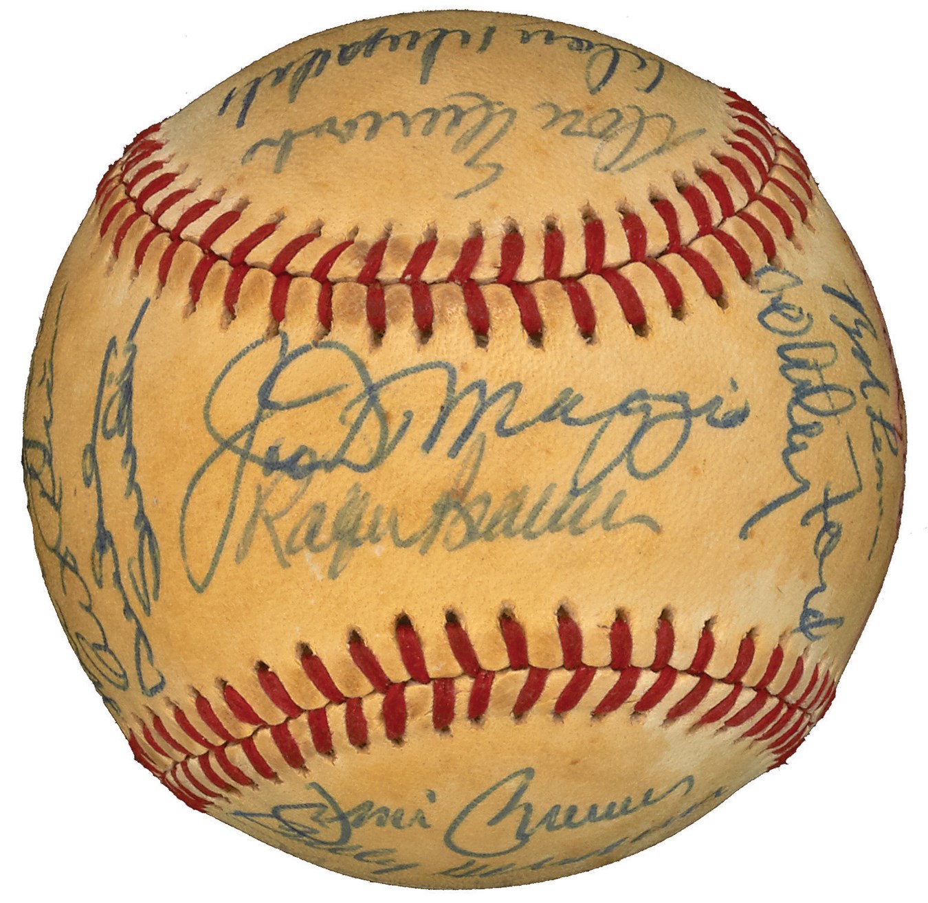 Hall Of Fame Signed Baseball with Maris, DiMaggio, Koufax & More (24)