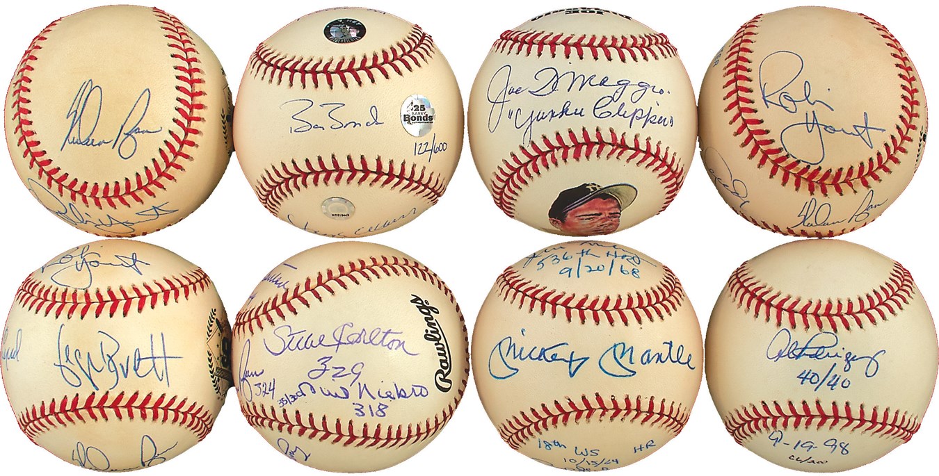 - Beautiful Milestone Signed Baseball Collection (8)