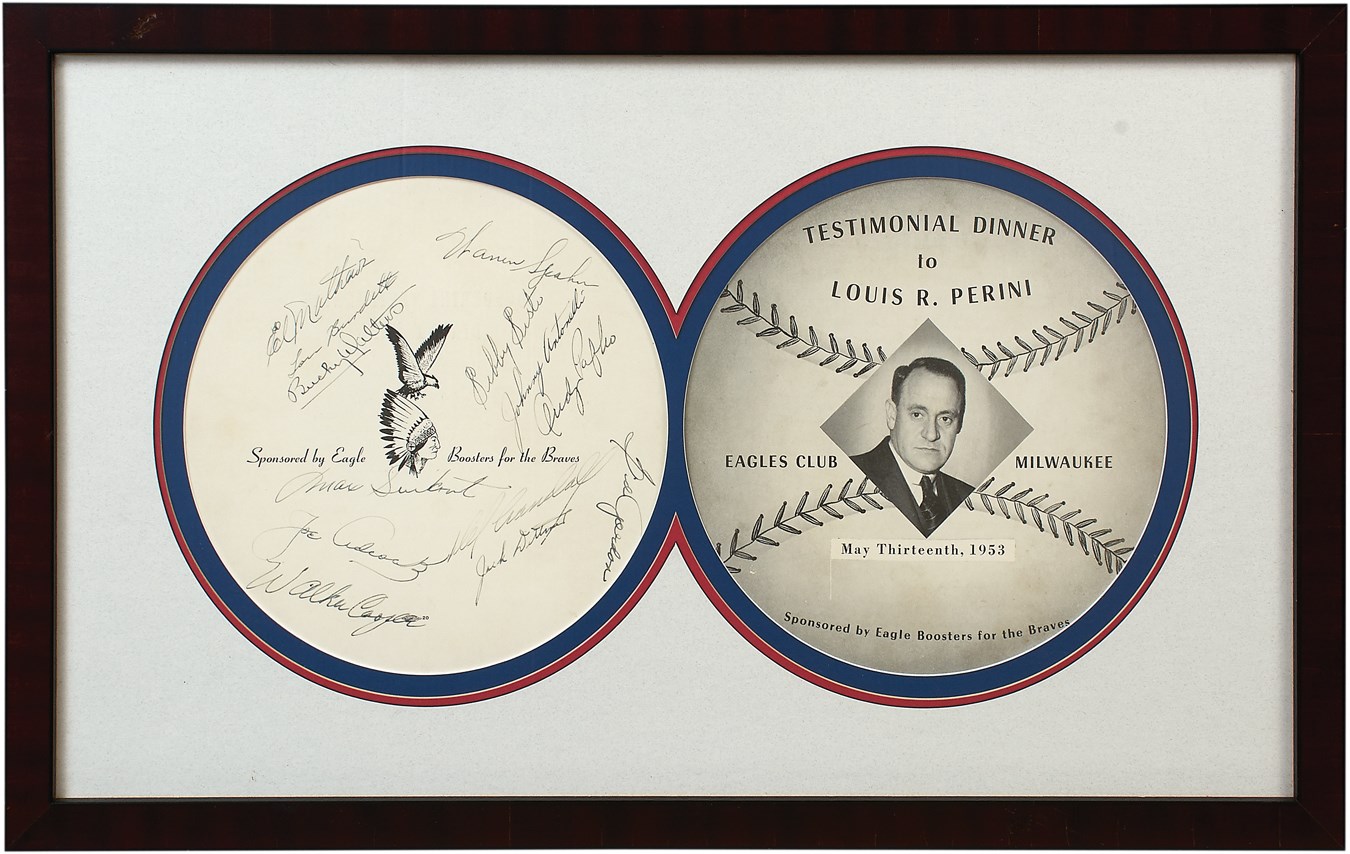Baseball Autographs - 1953 Signed Lou Perini Testimonial Program