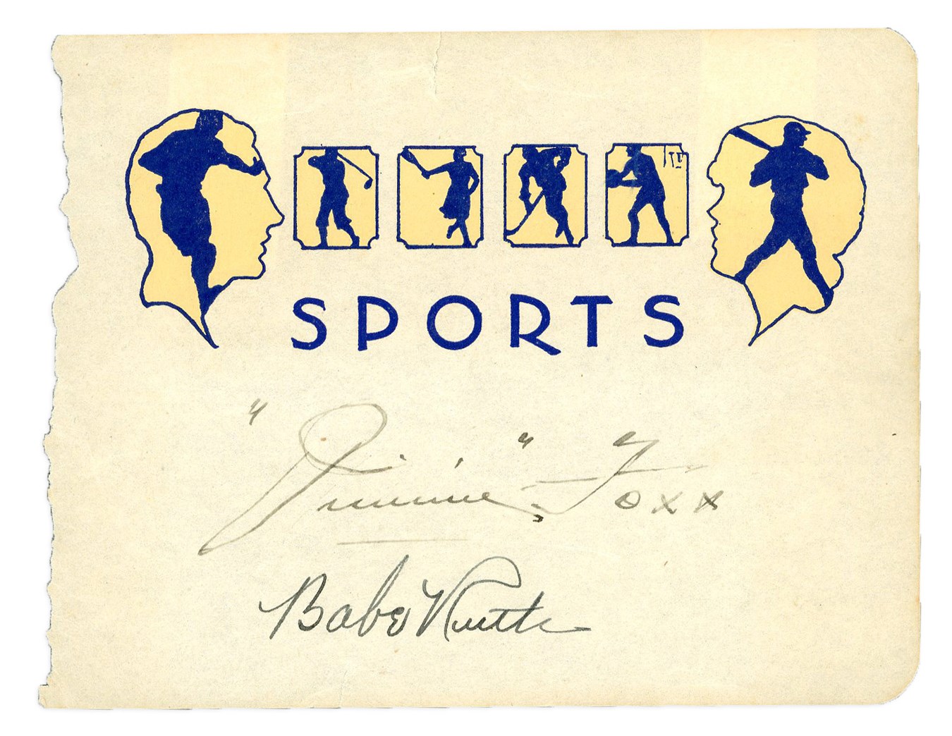 Baseball Autographs - Babe Ruth & Jimmie Foxx Dual-Signed Sports Album Page - First Two 500 Home Run Hitters (PSA/DNA)