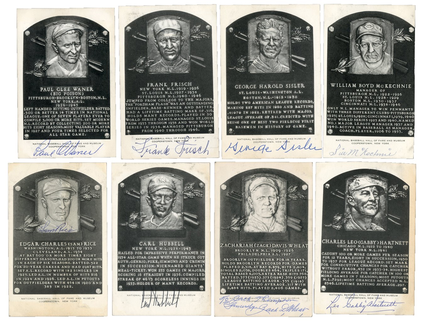 1953-63 Artvue Black & White Hall of Fame Signed Postcards with Rarities (18)
