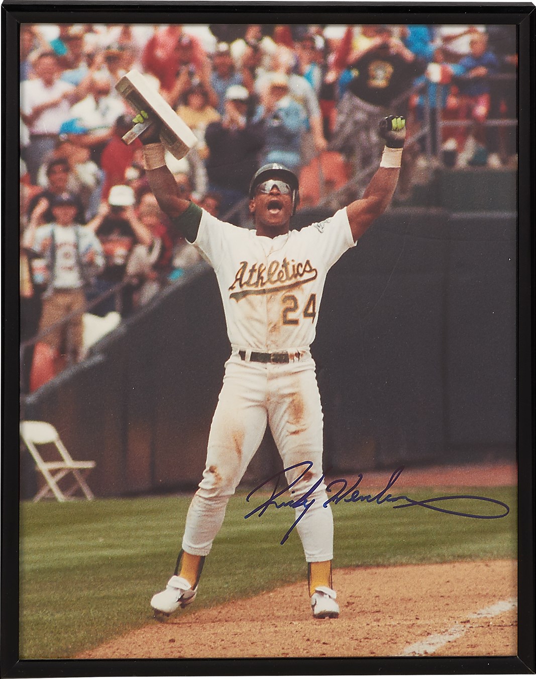 - Rickey Henderson Signed Game Used Bat and Signed Photo