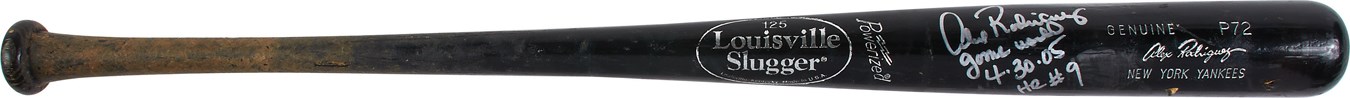 Baseball Equipment - 2005 Alex Rodriguez HR #390 Game Used Signed Bat to Pass Johnny Bench (A-Rod LOA)