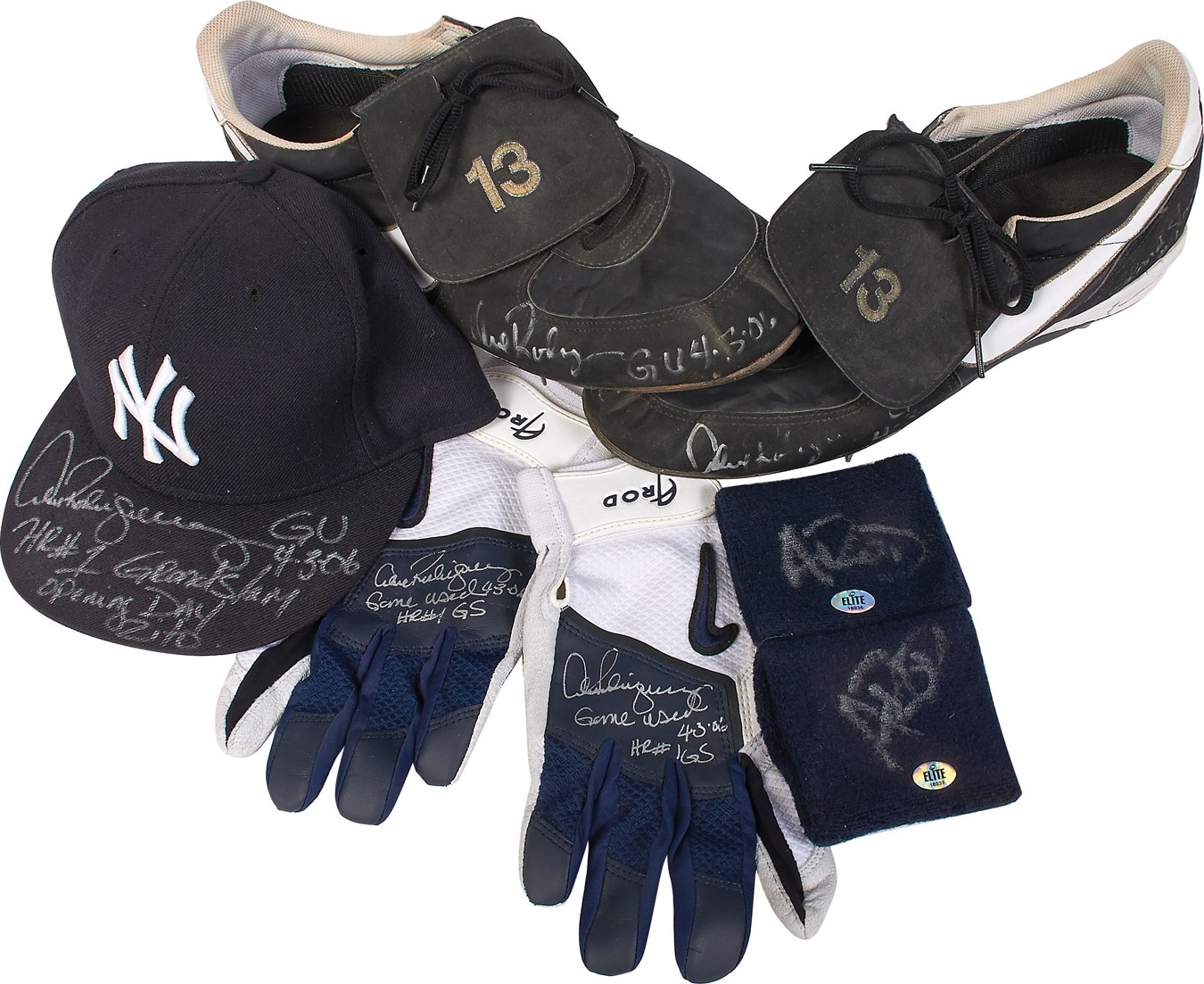 Baseball Equipment - 2006 Alex Rodriguez Game Used Opening Day "Grand Slam" Cap, Cleats & Gloves (Photomatched & A-Rod LOA)
