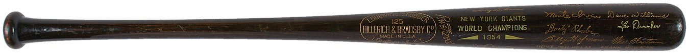Baseball Memorabilia - 1954 World Champion NY Giants Black Bat