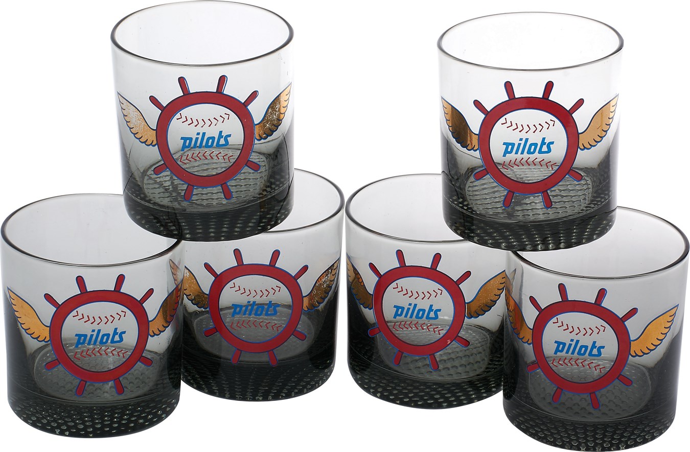 - 1969 Seattle Pilots Set of Six Cocktail Glasses - from Team Exec