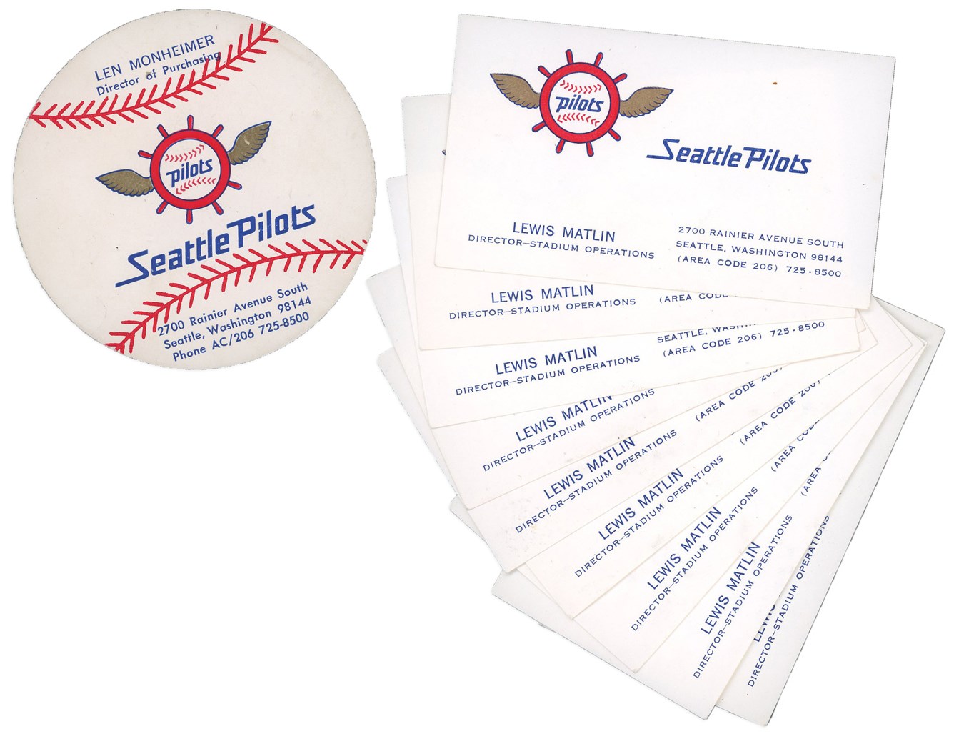 Baseball Memorabilia - 1969 Seattle Pilots Business Cards (23)