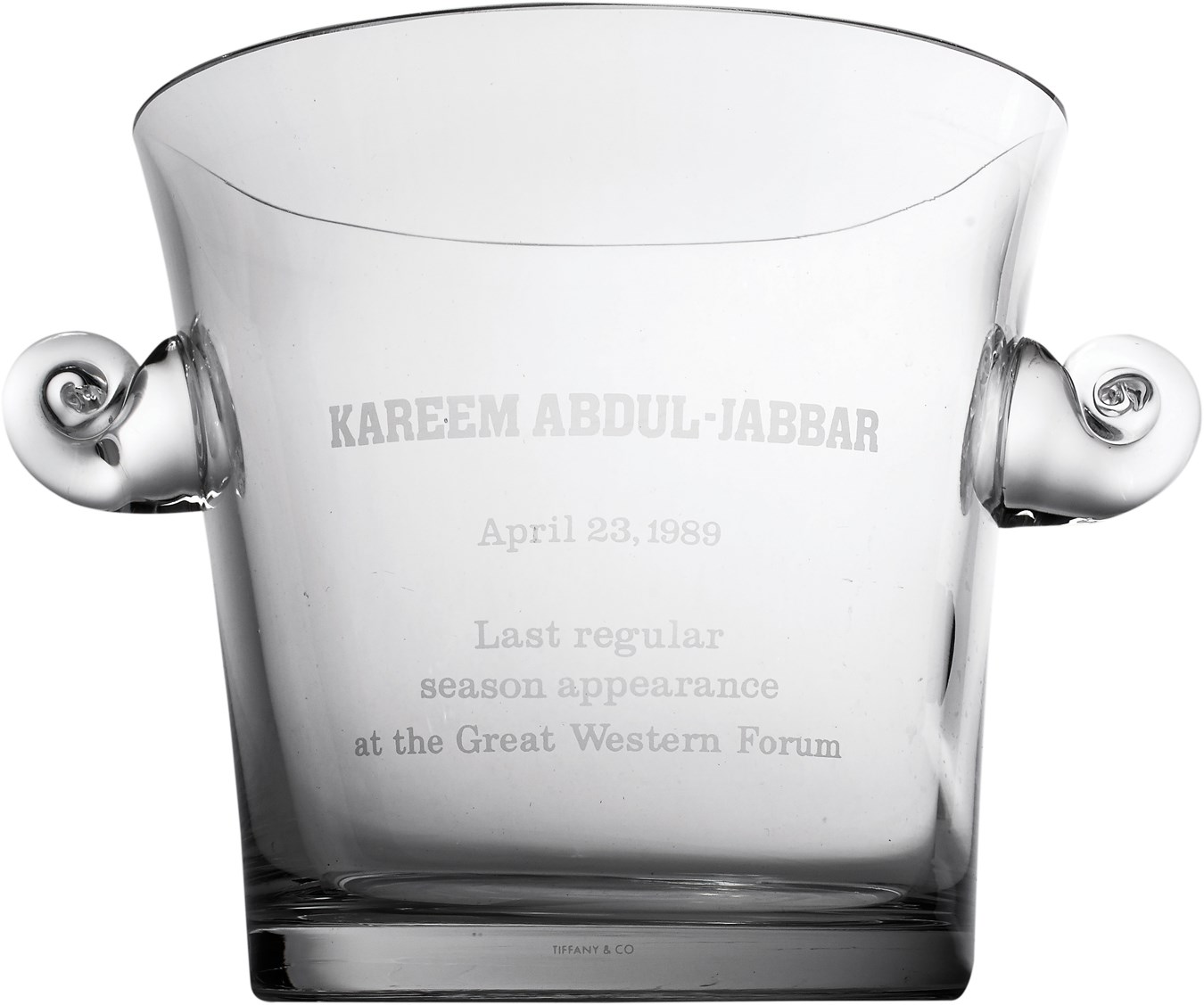 - 1989 Kareem Abdul-Jabbar "Last Game At The Forum" Crystal Champagne Bucket by Tiffany & Co.