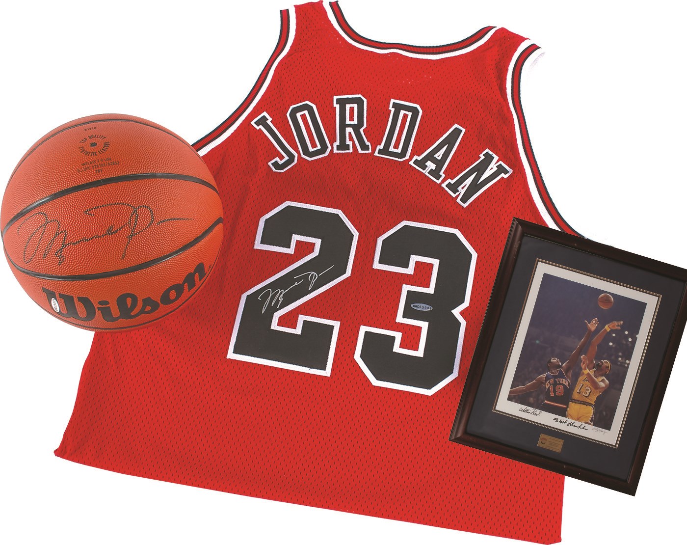- Michael Jordan & Wilt Chamberlain Autograph Collection - Jersey, Ball, Photos (UDA)