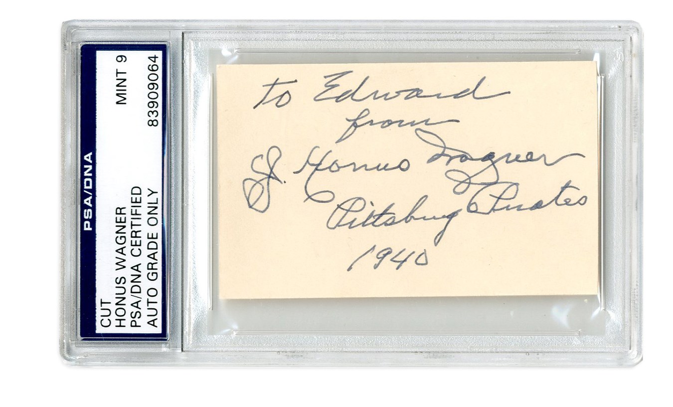 Clemente and Pittsburgh Pirates - 1940 Honus Wagner Cut Signature with PSA MINT 9 Auto