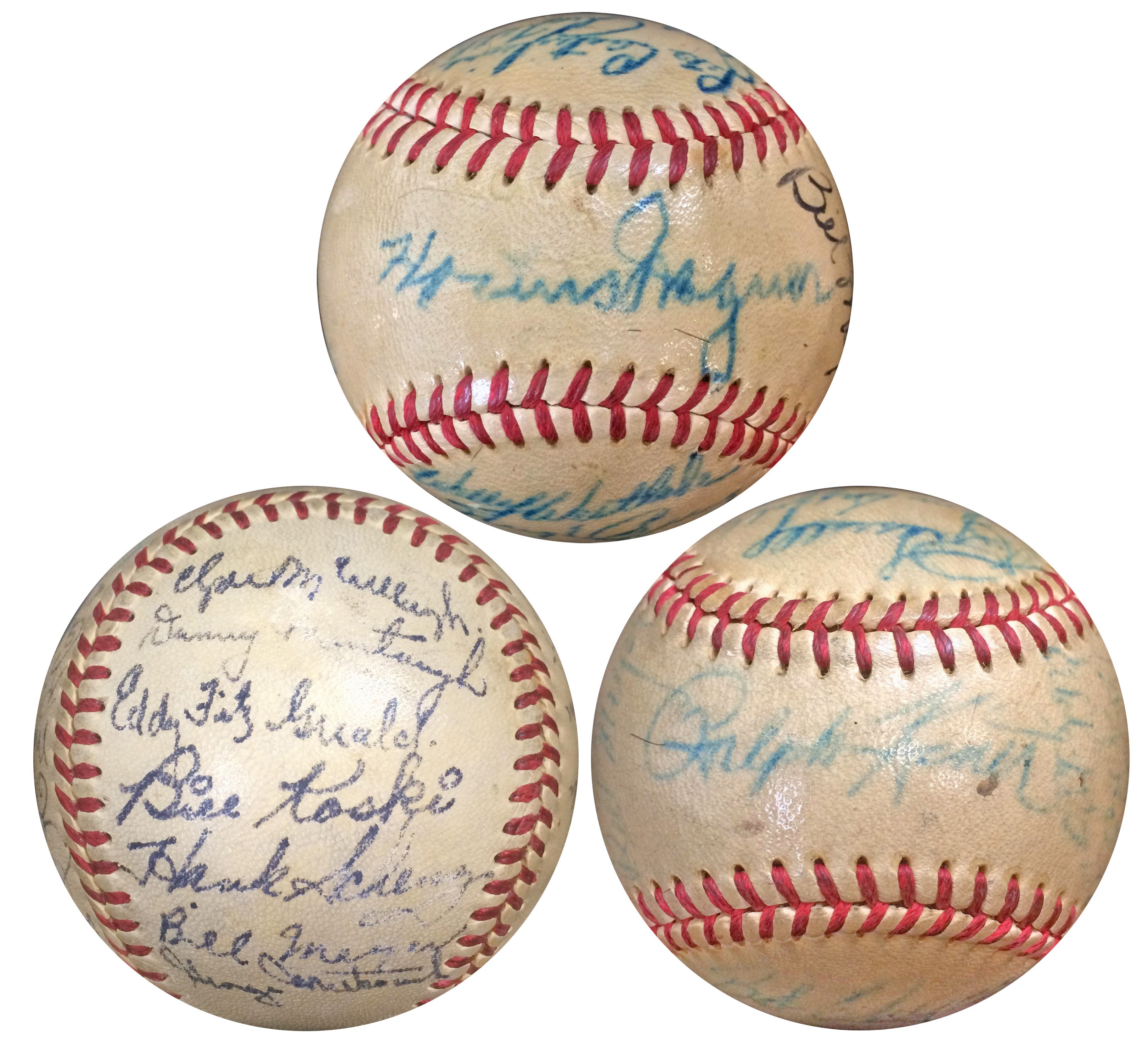 Clemente and Pittsburgh Pirates - 1949 (2) & 1952 Pittsburgh Pirates Team-Signed Baseballs with Honus Wagner (JSA)