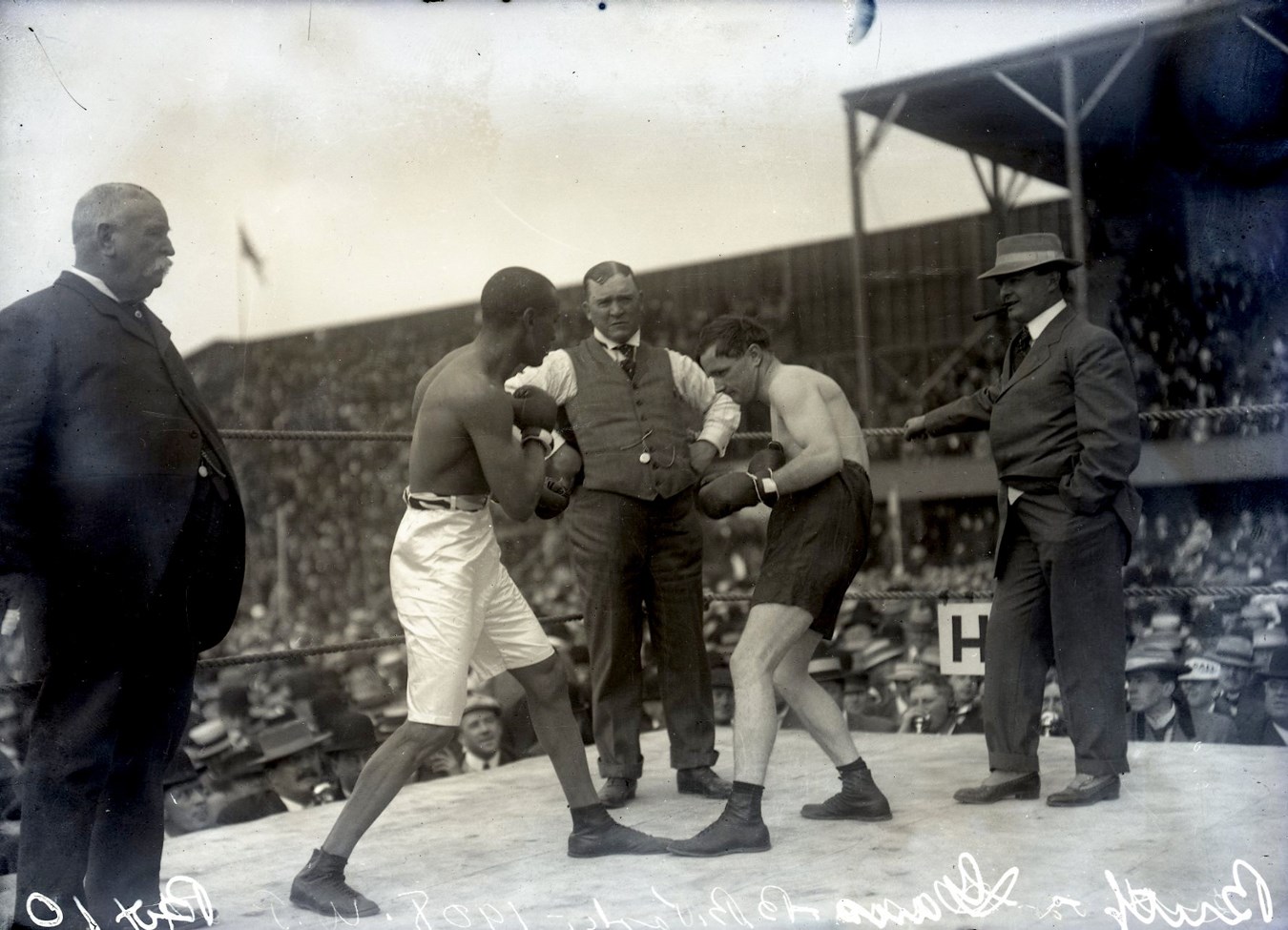 Dana Collection Of Important Boxing Negatives - 1907 Gans vs. Britt Type I Glass Plate Negative by Dana Studio