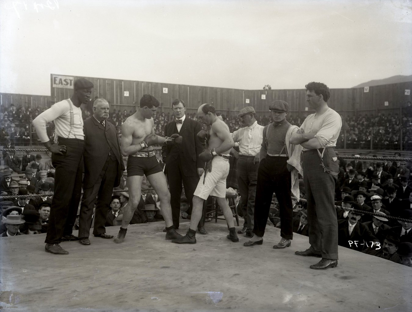 Dana Collection Of Important Boxing Negatives - 1907 Al Kaufman vs. Jack "Twin" Sullivan Type I Glass Plate Negative by Dana Studio