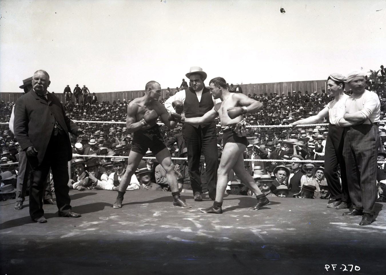 Dana Collection Of Important Boxing Negatives - 1907 Tommy Burns vs. Bill Squires Type I Glass Plate Negative by the Dana Studio