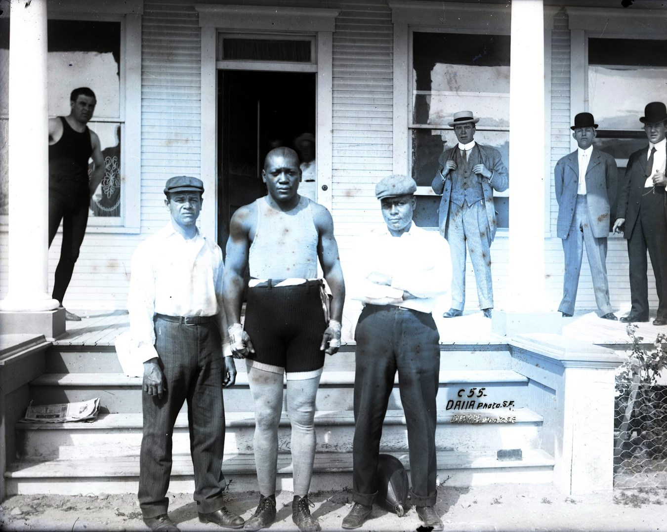Dana Collection Of Important Boxing Negatives - Early 1900s "Candid" of Jack Johnson Type I Glass Plate Negative by Dana Studio