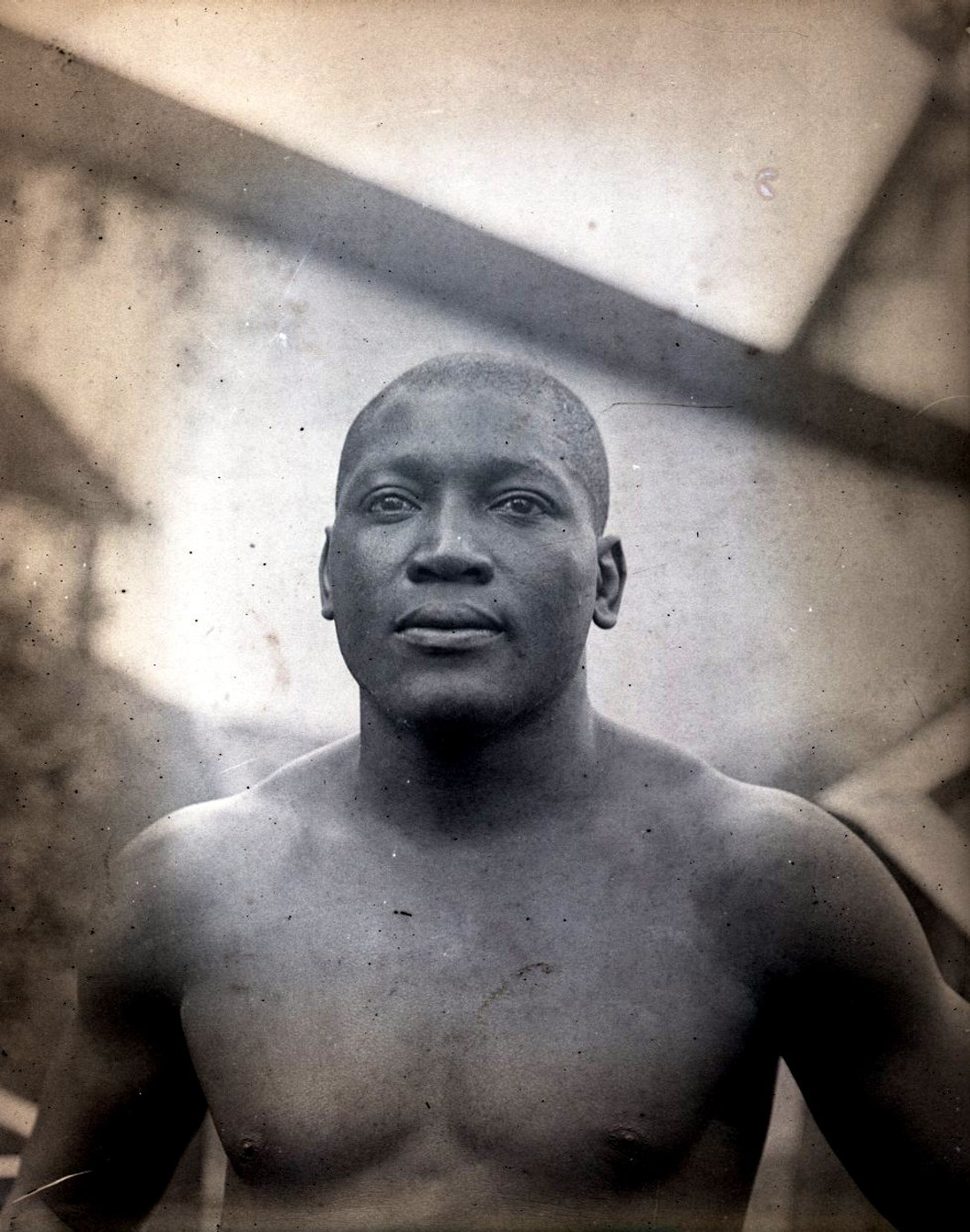 Dana Collection Of Important Boxing Negatives - Early 1900s Jack Johnson "Unusual Portrait" Type I Glass Plate Negative by Dana Studio