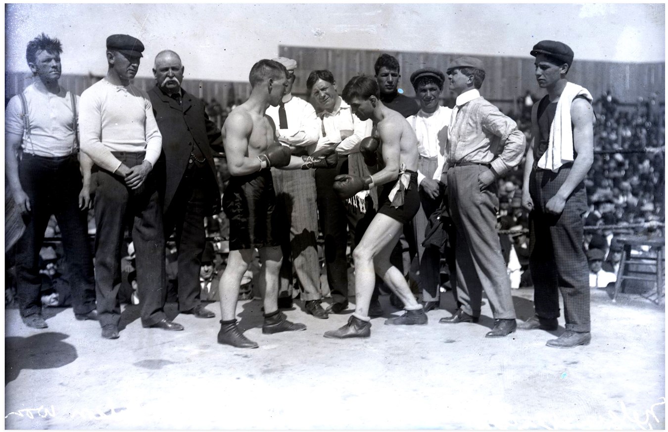 Dana Collection Of Important Boxing Negatives - 1909 Battling Nelson vs. Dick Hyland "23rd Round" Type I Glass Plate Negative by Dana Studio