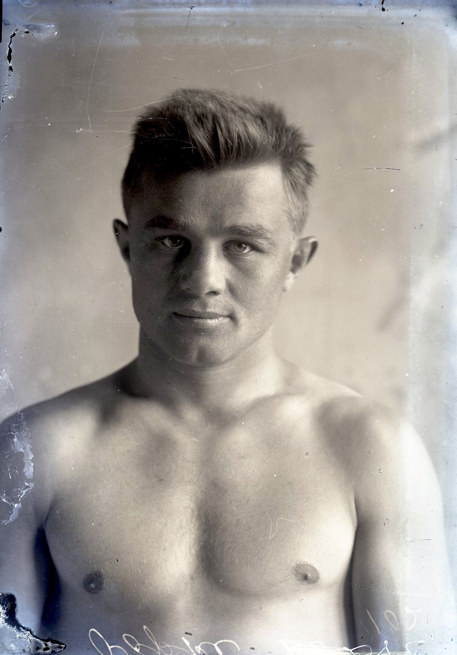 Dana Collection Of Important Boxing Negatives - Early 1900s Boxer Billy Parke Type I Glass Plate Negative by Dana Studio