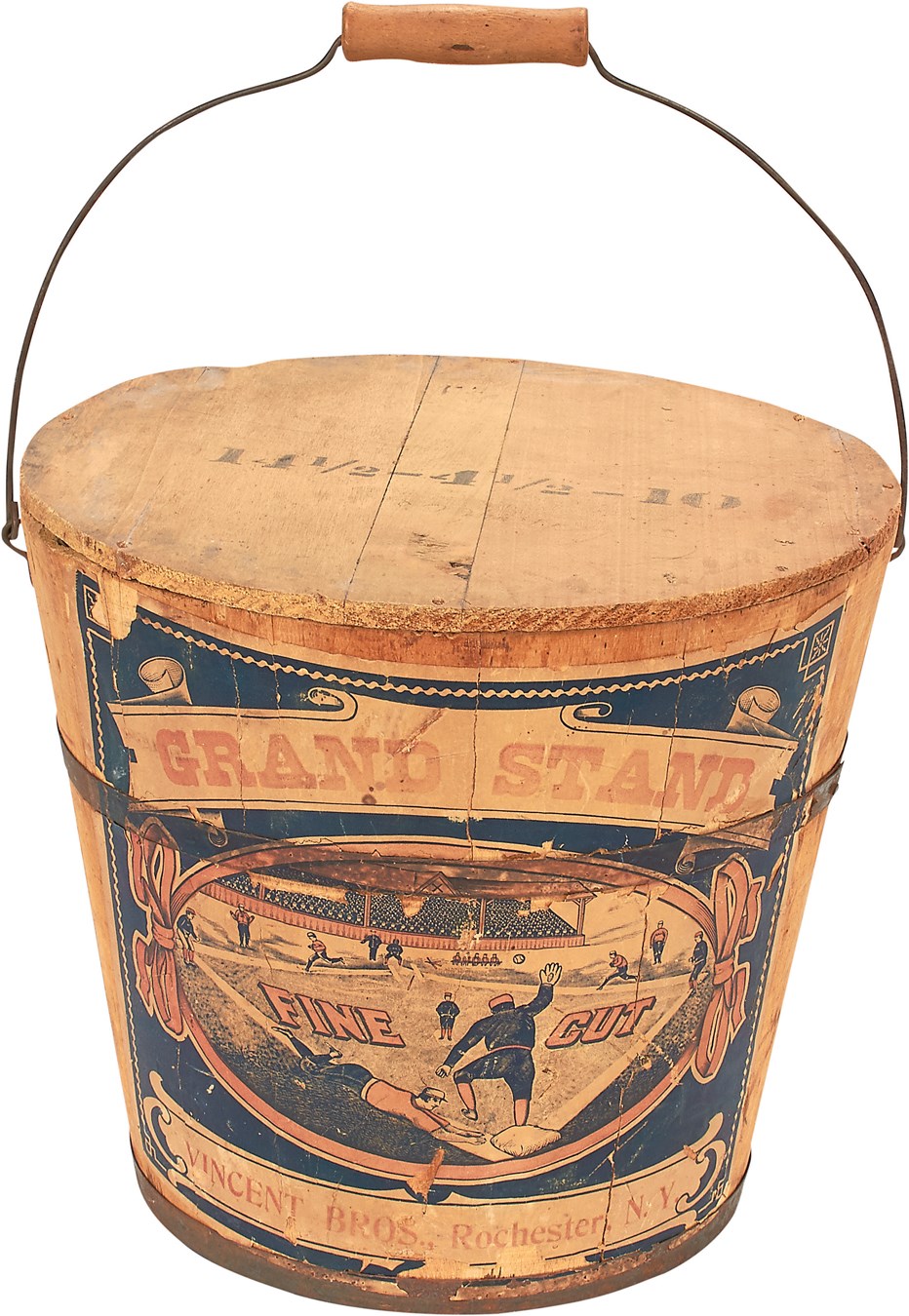 - Wonderful 19th Century "Grand Stand" Baseball Tobacco Bucket - Only One Known