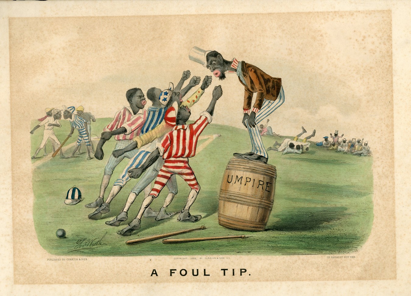 - Pair of 1882 Currier & Ives "Black Stereotype" Baseball Prints