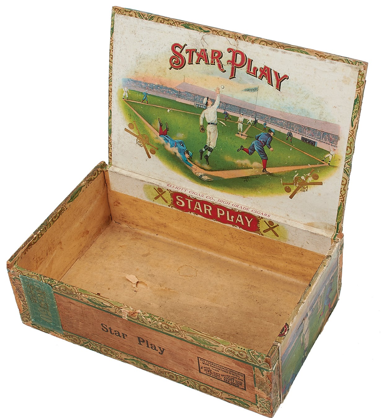 - 19th Century "Star Play" Cigar Box with Classic Label