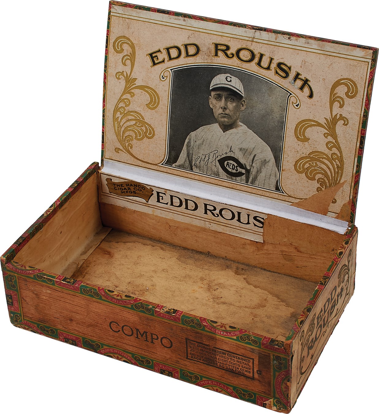 Early Baseball - Edd Roush 1919 Cincinnati Reds Cigar Box