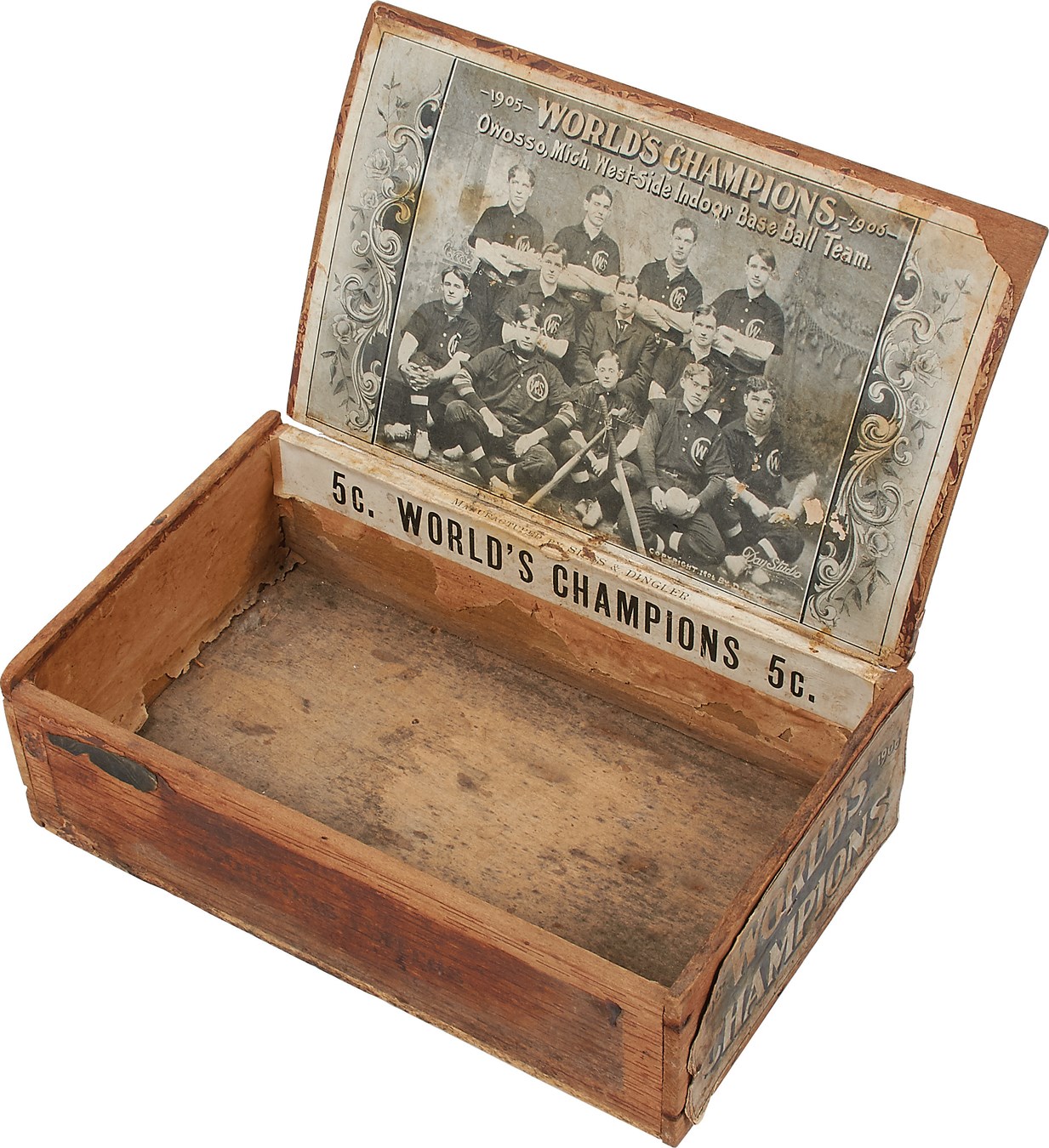 Early Baseball - 1905-06 Owosso, Michigan World Champions Baseball Team Cigar Box