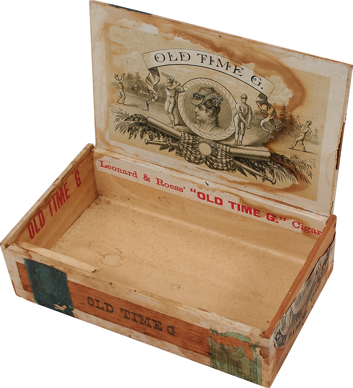 Early Baseball - 1880 "Old Time G" Baseball Cigar Box