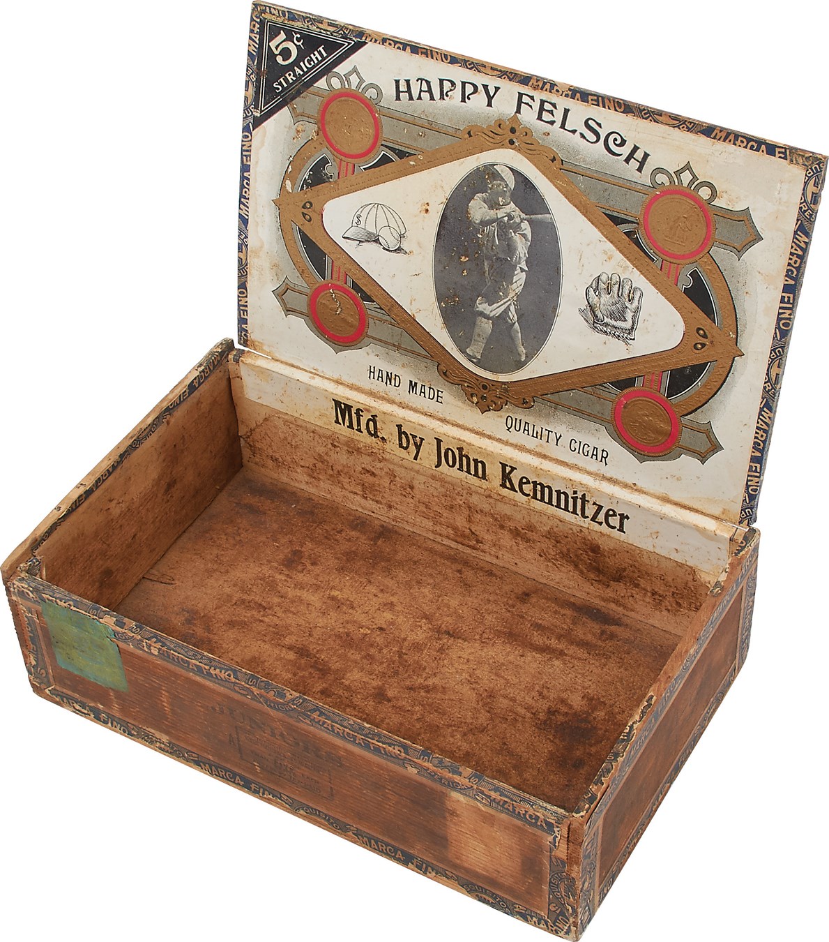 Early Baseball - Happy Felsch 1917 World Champion Chicago White Sox Baseball Cigar Box - Only One Known