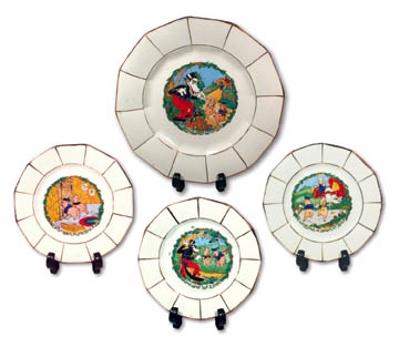 French Three Little Pigs Art Deco Luncheon Set