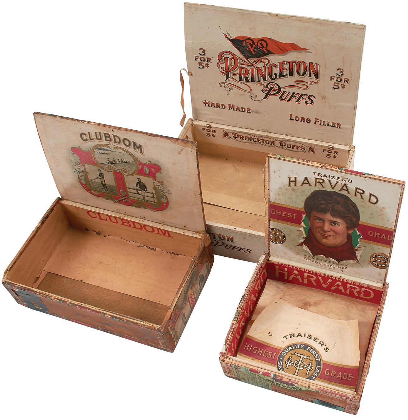 - Early Harvard, Princeton & Yale Football Cigar Boxes (3)