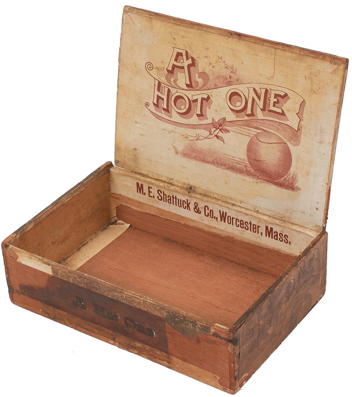 19th Century "A Hot One" Baseball Cigar Box