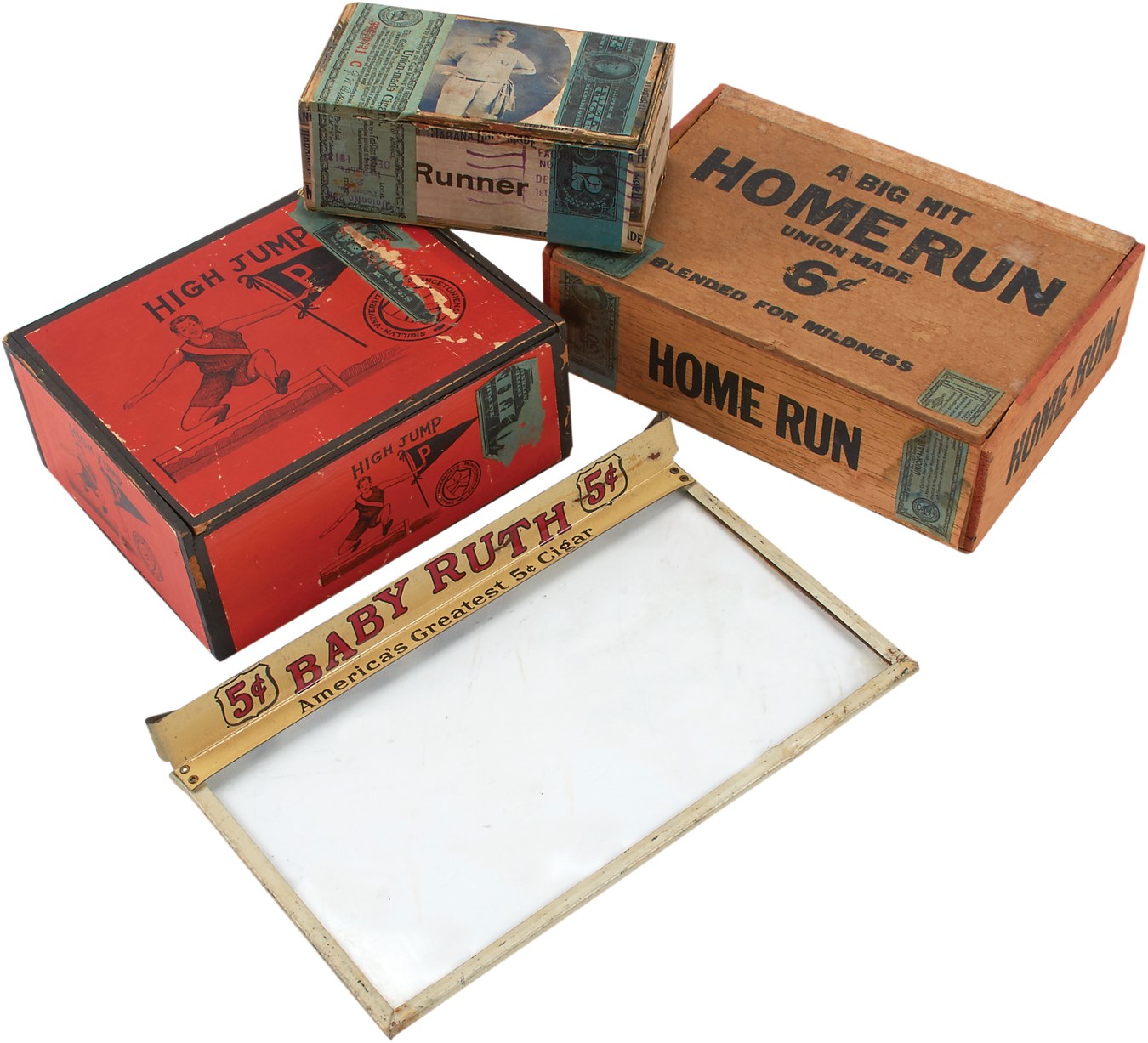 - Early Baseball and Sports Cigar Boxes & Lid (4)