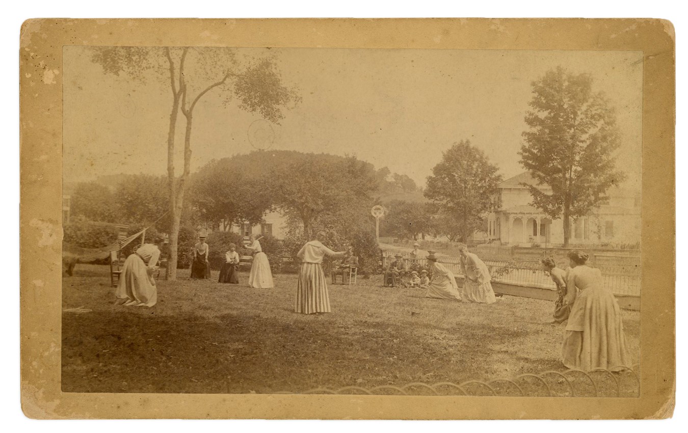 1890 Girls Playing Baseball Oversized Cabinet Photo