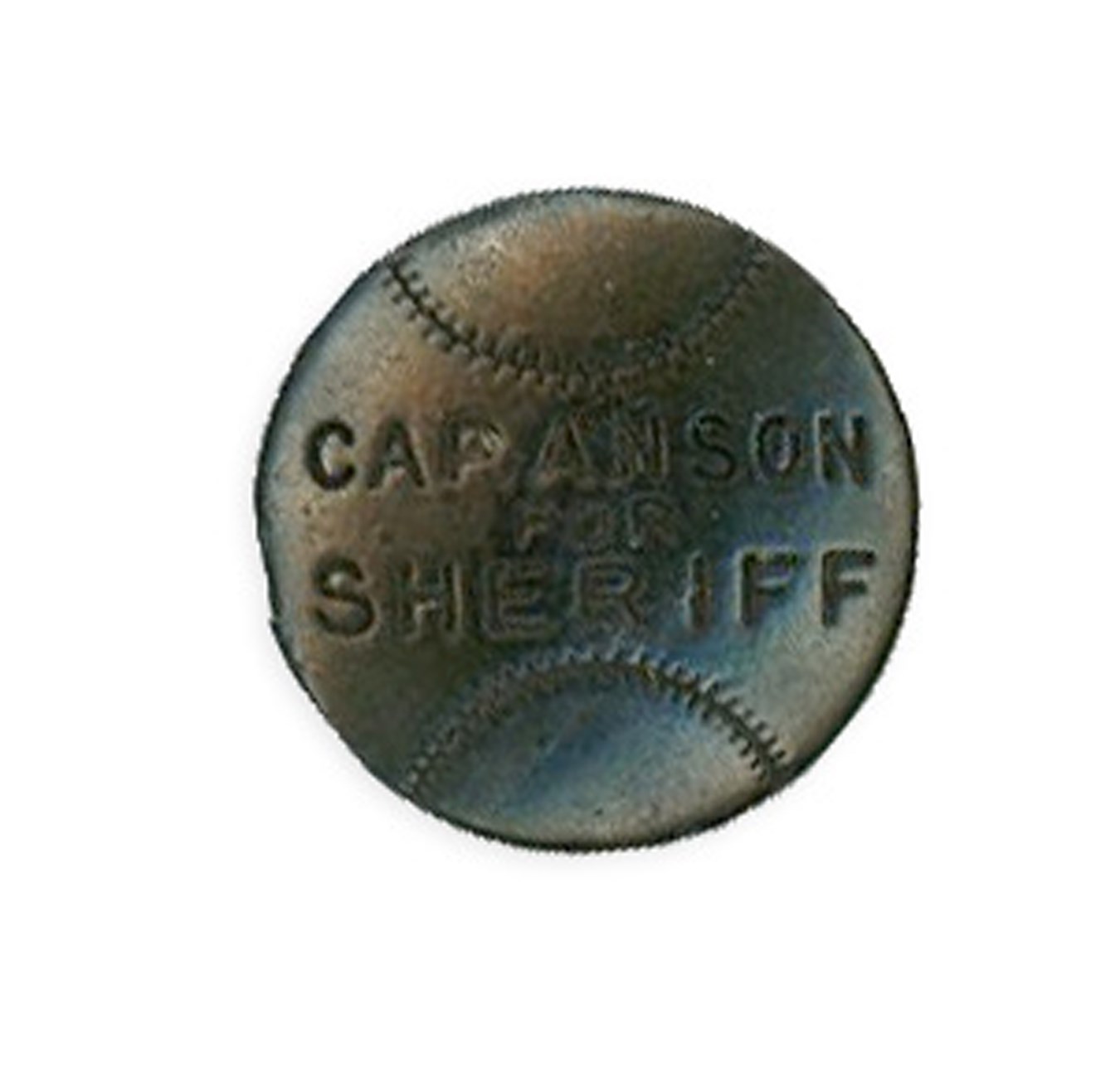 Early Baseball - 1907 "Cap Anson for Sheriff" Metal Lapel Campaign Stud