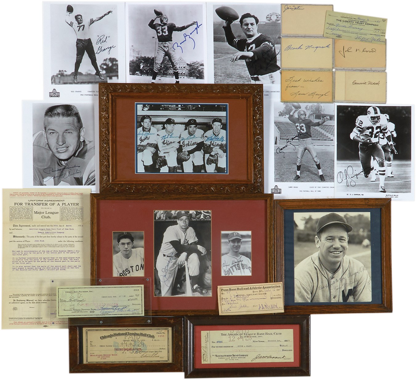 Fine Baseball & Football Autograph Collection w/Vince Lombardi Signed Check (200+)