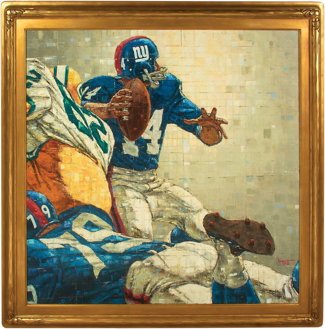 Football - 1968 Y.A Title "Time Running Out" Oil on Canvas by Noel Daggett (1925-2005)