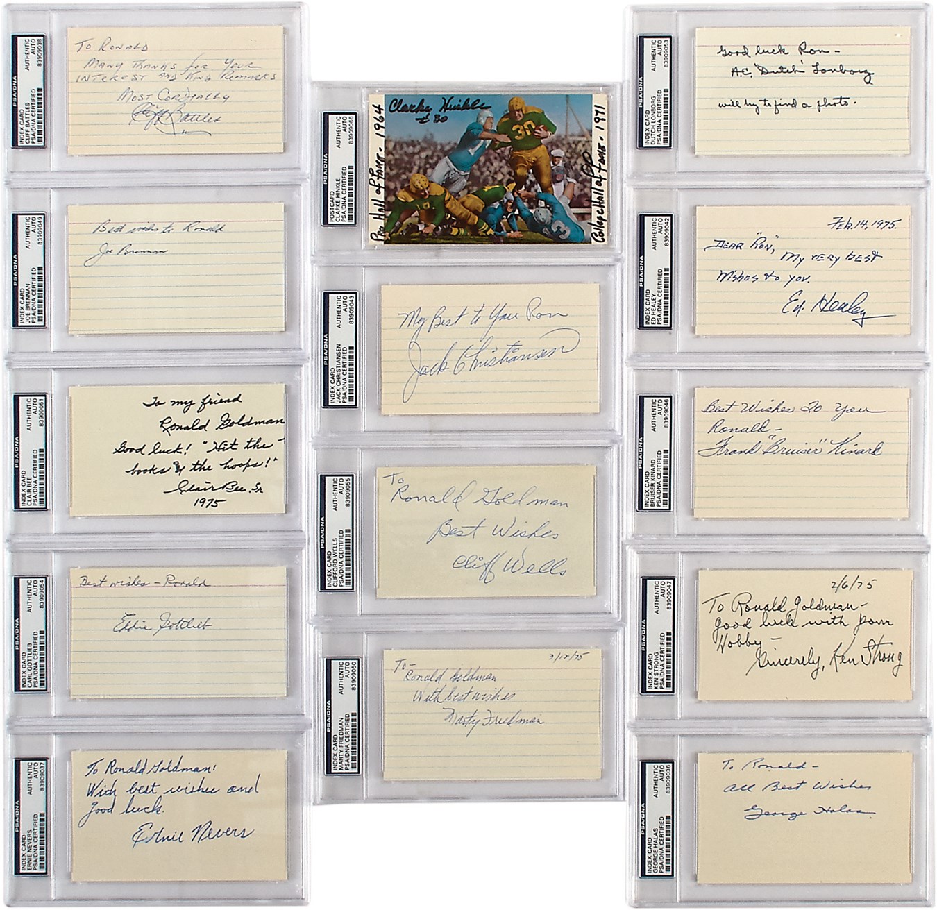 Vintage Football & Basketball Autographed Index Cards with Ken Strong (PSA/DNA)