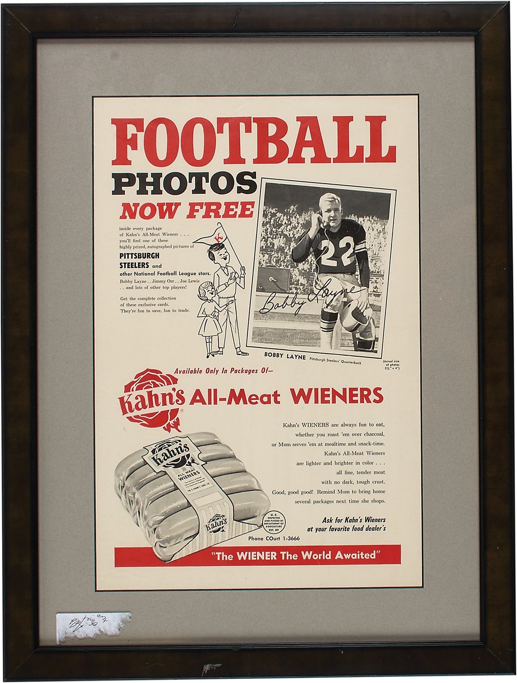 Football - High Grade 1962 Kahn's Wieners Football Card Advertising Collection with Bobby Layne (3)