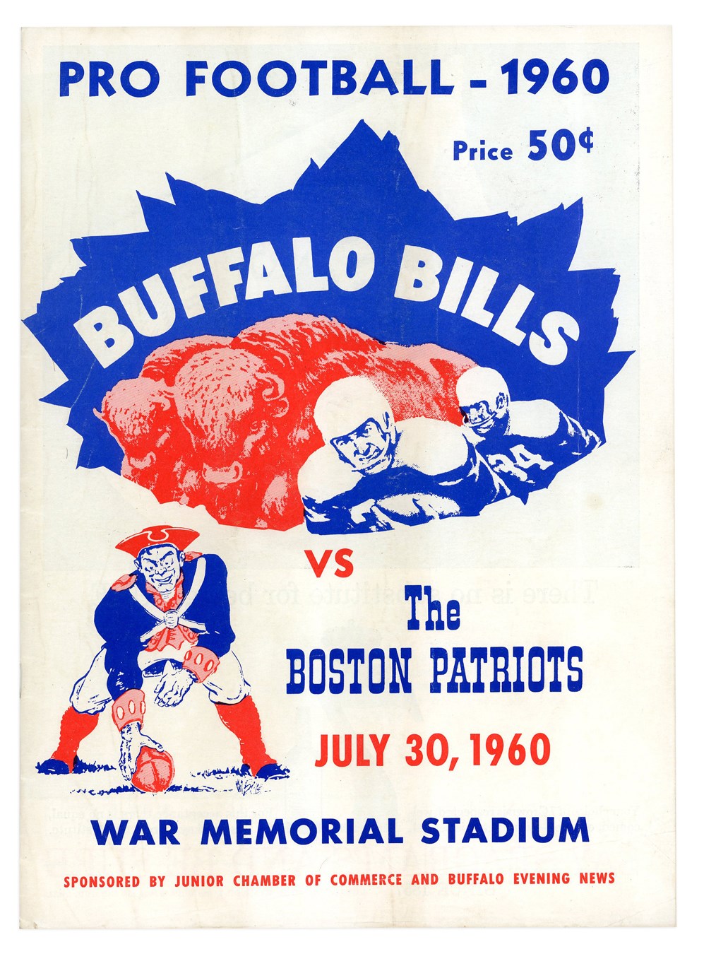 - First Ever AFL Program - Boston Patriots vs. Buffalo Bills at War Memorial