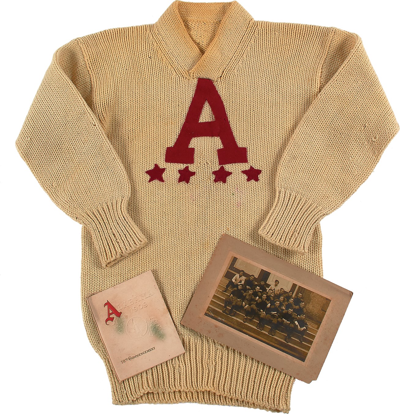 Football - 1909-10 U of Alabama Football Letterman's Sweater w/Vintage Photo Documentation