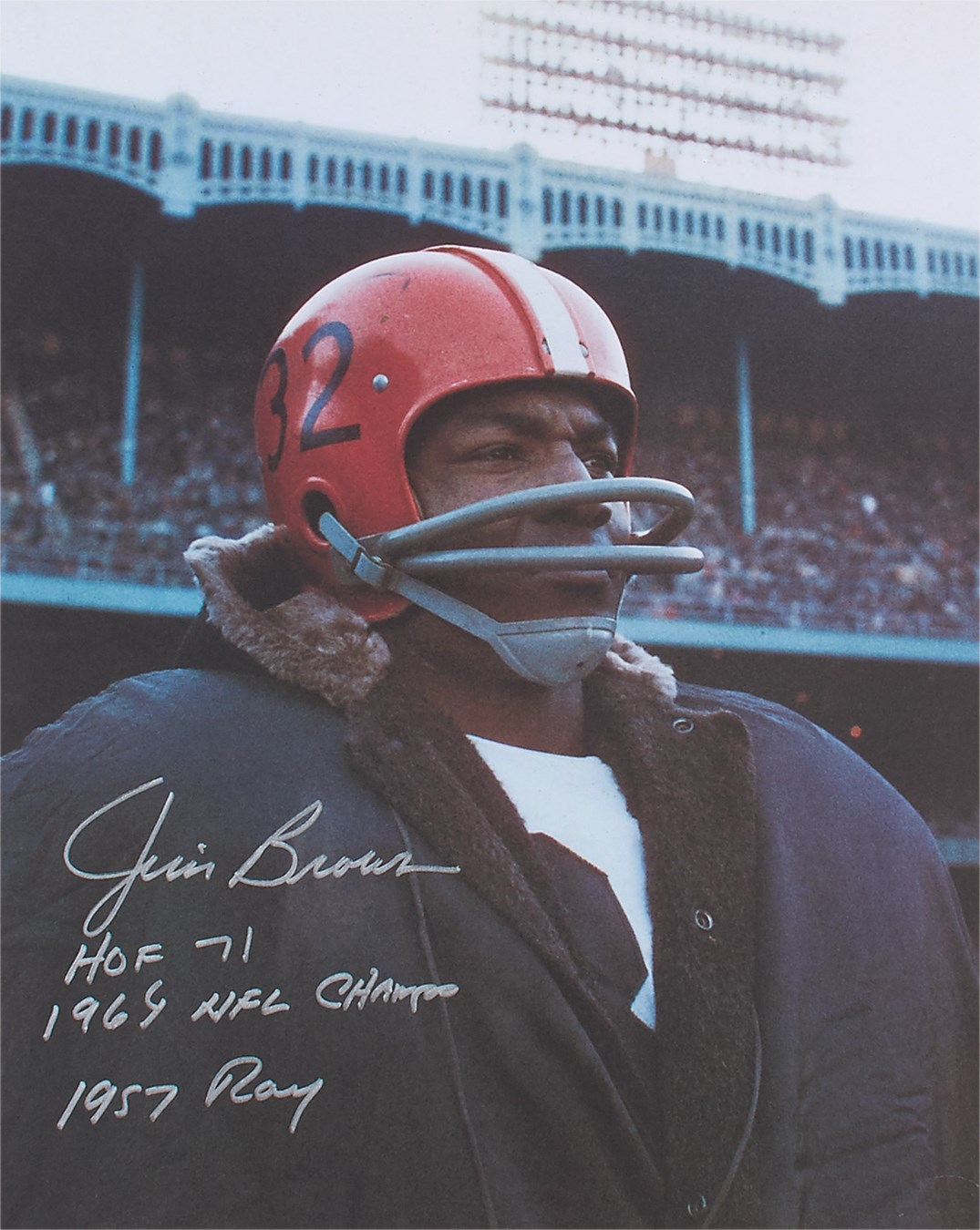 Football - Pair of Jim Brown 16x20" Signed "Stats" Photographs - LE/200 MINT (2)