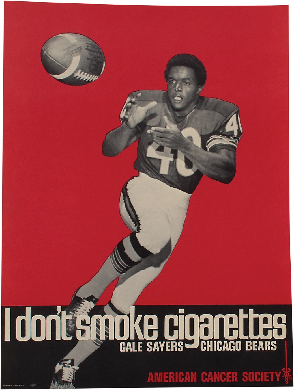 Gale Sayers "I Don't Smoke Cigarettes" Chicago Bears Propaganda Poster