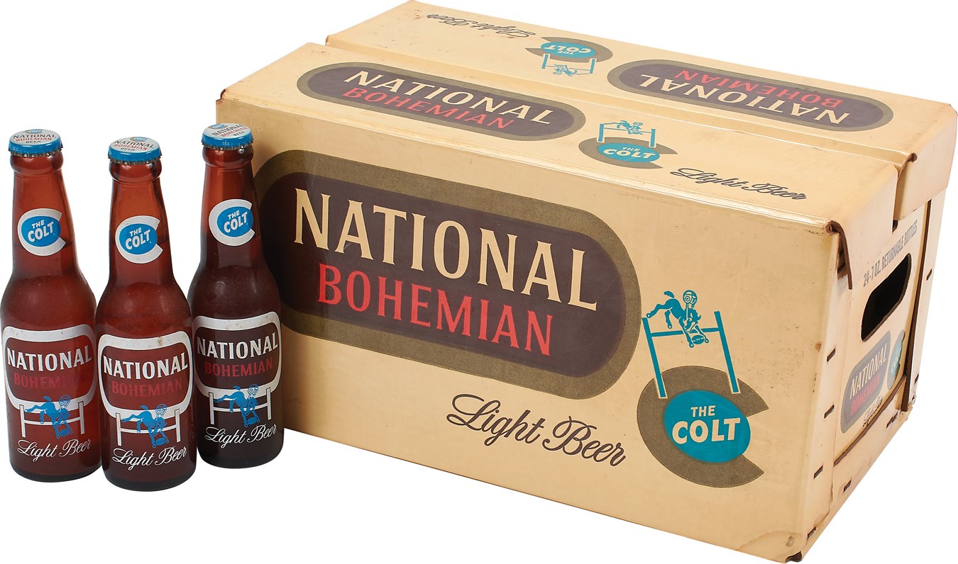 Football - 1950s Baltimore Colts National Bohemian Beer with Mostly Unopened Bottles in Case