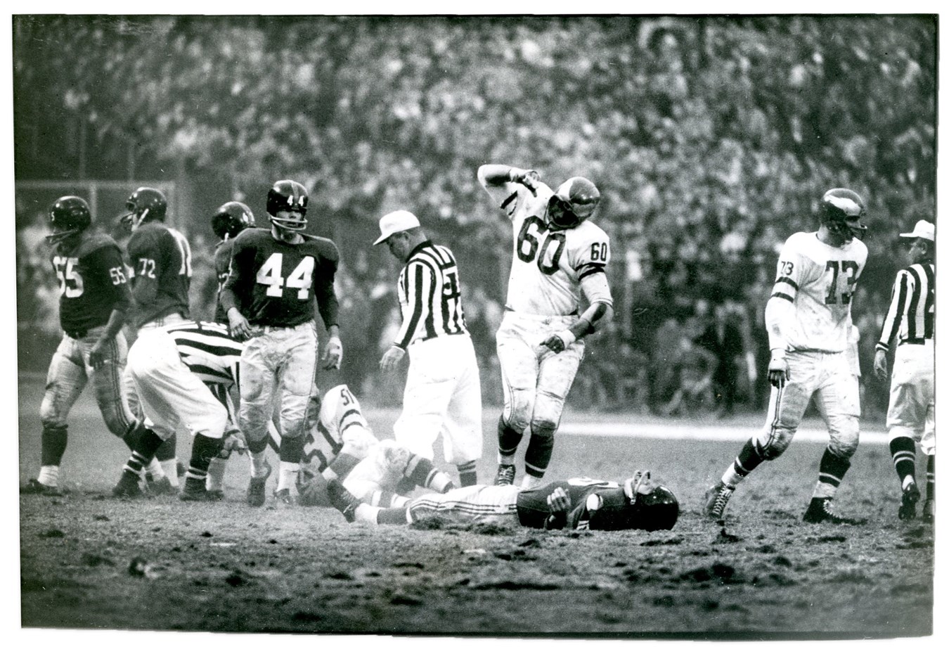 - 1960 Classic Sports Illustrated Type I Photo - Bednarik Crushes Frank Gifford by John Zimmerman