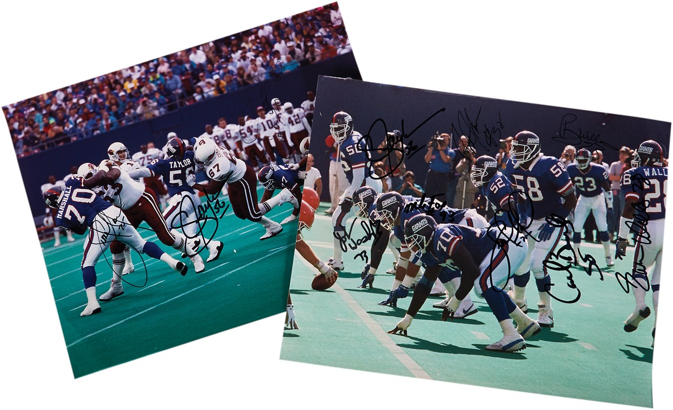 Football - LT & Super Bowl Champion NY Giants Defense Multi-Signed 16x20” In Person Signed Photographs from VIP Photographer Richard Brightly (2)