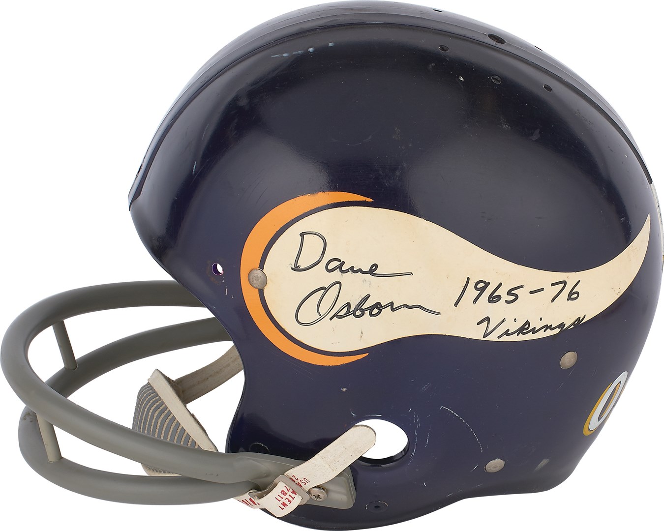 Dave Osborn Minnesota Vikings Signed Game Worn Helmet (Osborn Letter)